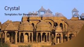  Presentation with rajasthan - Colorful slides enhanced with jainism - bada bagh cenotaph jaisalmer backdrop and a light blue colored foreground