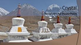  Presentation with tibet - Amazing presentation theme having jainism - buddhistic stupas chorten in tibet backdrop and a teal colored foreground