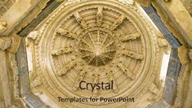  Presentation with rajasthan - Presentation design consisting of jainism - ceiling in ranakpur chaumukha temple background and a coral colored foreground