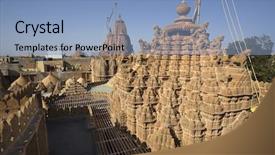  Presentation with jain - Audience pleasing PPT theme consisting of jainism - rooftop of jain temples backdrop and a light blue colored foreground