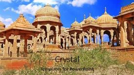  Presentation with royal - Theme featuring jainism - royal cenotaphs in jaisalmer india background and a gold colored foreground