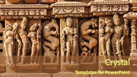  Presentation with jain - PPT theme featuring jainism - stone carving bas relief sculptures background and a tawny brown colored foreground