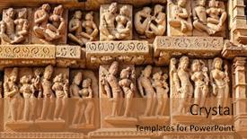  Presentation with jain - Theme having jainism - stone carving bas relief sculptures background and a red colored foreground