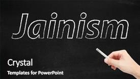  Presentation with jainism - Audience pleasing presentation theme consisting of jainism written on a blackboard backdrop and a black colored foreground