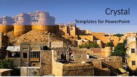  Presentation with india fort - Slide deck consisting of jaisalmer fort - rajasthan india background and a light blue colored foreground
