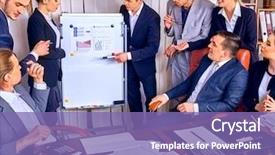  Presentation with office life - Slide set with jalousie background preventing the economic background and a violet colored foreground
