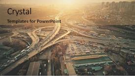  Presentation with traffic road - Slide set featuring jam aerial view urban congested background and a coral colored foreground