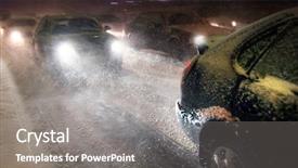  Presentation with traffic jam - Audience pleasing presentation theme consisting of jam and a snow storm backdrop and a gray colored foreground