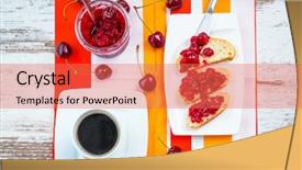  Presentation with jam - Theme consisting of jam and coffee for breakfast background and a coral colored foreground