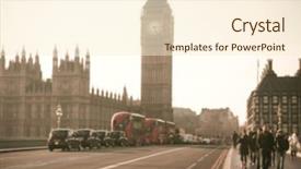  Presentation with english cabs - Beautiful presentation theme featuring jam big ben - blurred background of traffic backdrop and a cream colored foreground