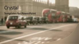  Presentation with english cabs - PPT theme with jam big ben - blurred background of traffic background and a coral colored foreground