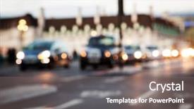 Presentation with rush hour - Beautiful presentation theme featuring jam big ben - rush hour with defocused cars backdrop and a gray colored foreground