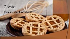  Presentation with apricot - Audience pleasing presentation consisting of jam filling and on ceramic backdrop and a coral colored foreground