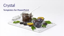  Presentation with cutting board - Beautiful PPT layouts featuring jam fresh and dried plums backdrop and a sky blue colored foreground