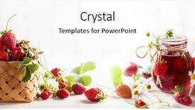  Presentation with fresh strawberry glass of berry - Slide set enhanced with jam in glass jars ans background and a pink colored foreground