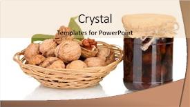  Presentation with jam - Amazing presentation theme having jam-jar of walnuts and a basket with walnuts backdrop and a coral colored foreground