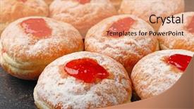  Presentation with donuts - Theme featuring jam on dark background hanukkah background and a coral colored foreground