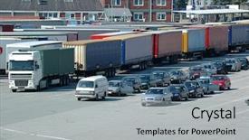  Presentation with trucks - Presentation having central dome in the interior of the blue mosque sultan ahmed mosque in istanbul turkey background and a dark gray colored foreground
