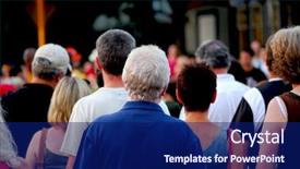  Presentation with busy street - Audience pleasing slides consisting of jam packed - crowd of people on busy backdrop and a navy blue colored foreground