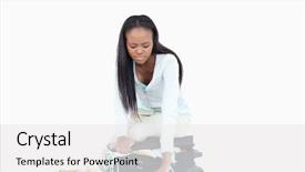  Presentation with suitcase - Amazing theme having jam packed - young woman having problems closing backdrop and a  colored foreground