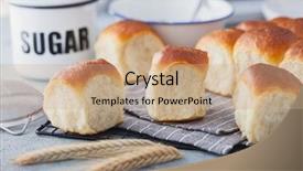  Presentation with product - Presentation theme having jam product - brioche buns with some ingredients background and a coral colored foreground