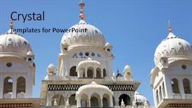 Presentation with asia - Audience pleasing PPT theme consisting of jama - indian temple in pushkar asia backdrop and a light blue colored foreground