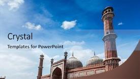  Presentation with masjid - Beautiful slides featuring jama masjid - largest muslim mosque backdrop and a light blue colored foreground