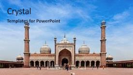  Presentation with masjid - Theme with jama masjid - largest muslim mosque background and a teal colored foreground