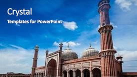  Presentation with masjid - Presentation theme with jama masjid - largest muslim mosque background and a ocean colored foreground