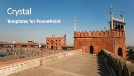  Presentation with masjid - Presentation having jama masjid delhi india background and a teal colored foreground