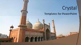  Presentation with masjid - Presentation theme enhanced with jama masjid delhi india background and a light blue colored foreground