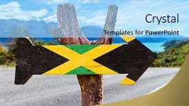  Presentation with jamaica - Audience pleasing presentation theme consisting of jamaica flag sign with road backdrop and a light blue colored foreground