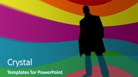  Presentation with pop art - Colorful PPT theme enhanced with james bond - man silhouette in a pop backdrop and a ocean colored foreground