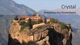  Presentation with crisis in greece - Amazing presentation theme having james bond - monasteries of meteora greece backdrop and a light blue colored foreground