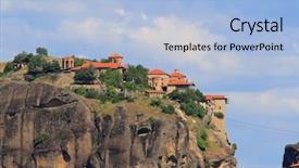  Presentation with culture heritage greece - Colorful theme enhanced with james bond - monasteries of meteora in thessalia backdrop and a  colored foreground