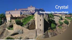  Presentation with ancient map of greece - Amazing PPT theme having james bond - monasteries of meteora in thessalia backdrop and a  colored foreground