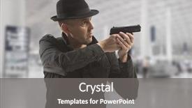  Presentation with james bond - PPT layouts with james bond - secret service man with gun background and a gray colored foreground