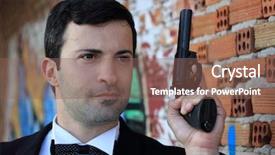  Presentation with james bond - Presentation theme having james bond - special-service agent or body guard background and a violet colored foreground