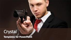  Presentation with james bond - Slides having james bond - young man with pistol background and a tawny brown colored foreground