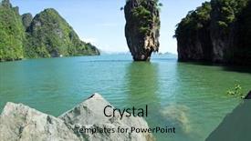  Presentation with james bond - Presentation design having james bond island in thailand background and a seafoam green colored foreground