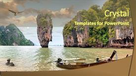  Presentation with james bond - Amazing presentation theme having james bond island phang nga backdrop and a tawny brown colored foreground