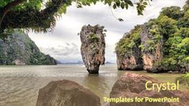  Presentation with james bond - Slide deck featuring james bond island phang nga background and a tawny brown colored foreground