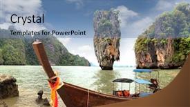  Presentation with james bond - Amazing slides having james bond island phang nga backdrop and a teal colored foreground