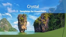  Presentation with james bond - Colorful presentation theme enhanced with james bond tropical island landscape backdrop and a teal colored foreground