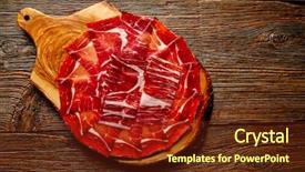  Presentation with tapas - PPT theme with jamon iberico han from andalusian background and a tawny brown colored foreground