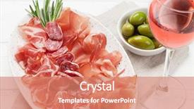  Presentation with spanish - Beautiful slide deck featuring jamon prosciutto crudo italian salami backdrop and a coral colored foreground