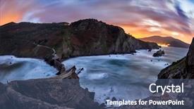  Presentation with church - Beautiful theme featuring jan steen - san juan de gaztelugatxe is backdrop and a ocean colored foreground