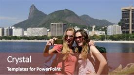  Presentation with self - Presentation design enhanced with african descent female smiling dance background and a gray colored foreground