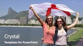  Presentation with flat lay of female sport - Presentation theme consisting of janeiro with christ the redeemer background and a gray colored foreground