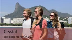  Presentation with tourist - Presentation theme having janeiro with christ the redeemer background and a red colored foreground